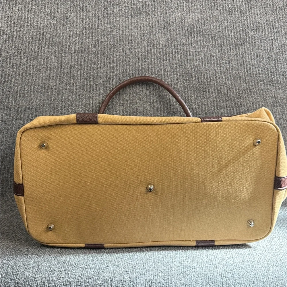 Brouk & Company Canvas Duffel with Brown Faux Leather Trim Shoulder Strap NEW